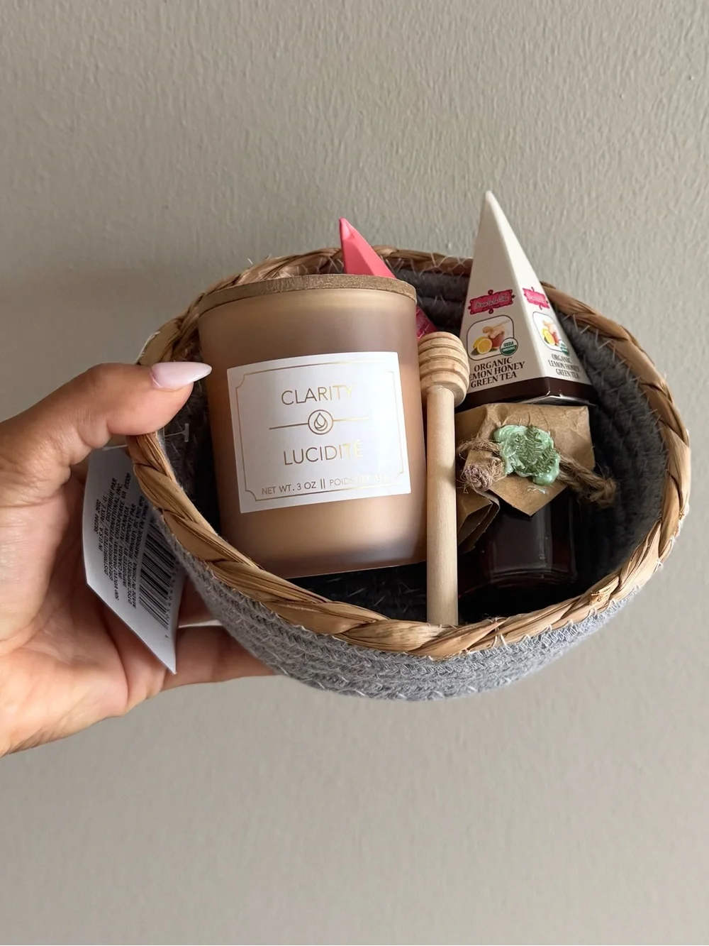 Self-Care Gift Basket | Candle, Organic Tea & Honey | Spa & Tea Lover Gift | New